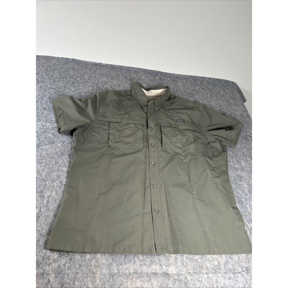 Eddie Bauer‎ Shirt Mens 2XL Green Short Sleeve Outdoor Button Up